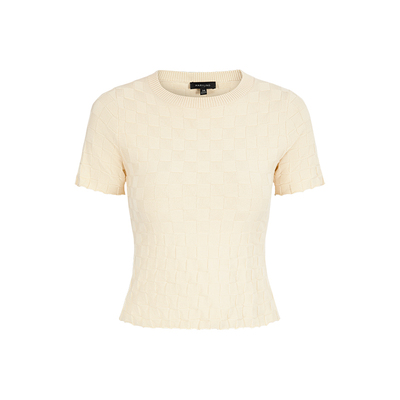 MARYLING米白色格纹针织上衣