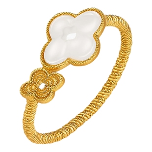 潮宏基非遗花丝海棠黄金戒指5G足金手饰和田玉海棠纹高级感礼物女