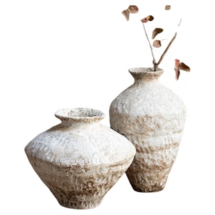 御三泥复古陶瓷花瓶客厅插花摆件玄关民宿茶室侘寂禅意手工粗陶罐