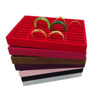 格子玉器手镯盒  40位 手镯托盘玉镯首饰展示架佛珠道具戒指收纳