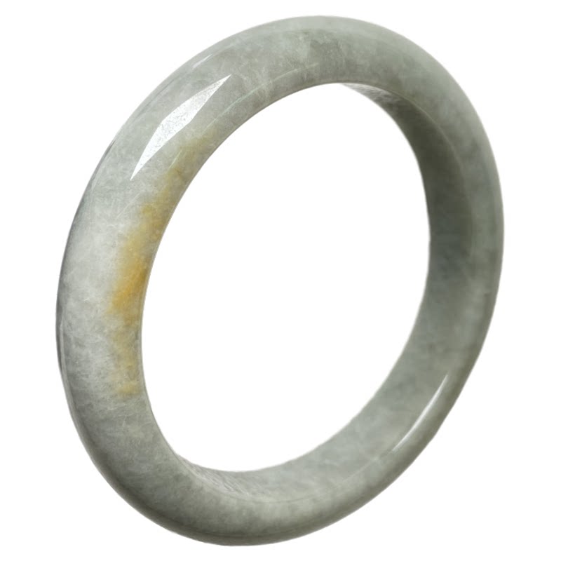 隆慈缘A货缅甸冰糯黄翡翠手镯