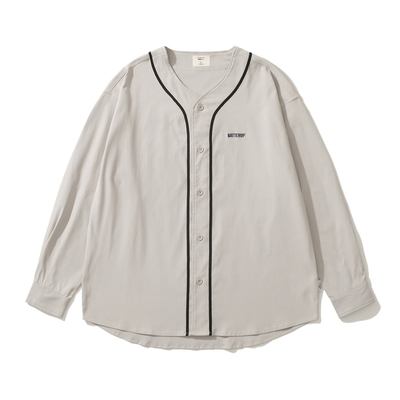 BatterUp棒球领撞色长袖衬衫男