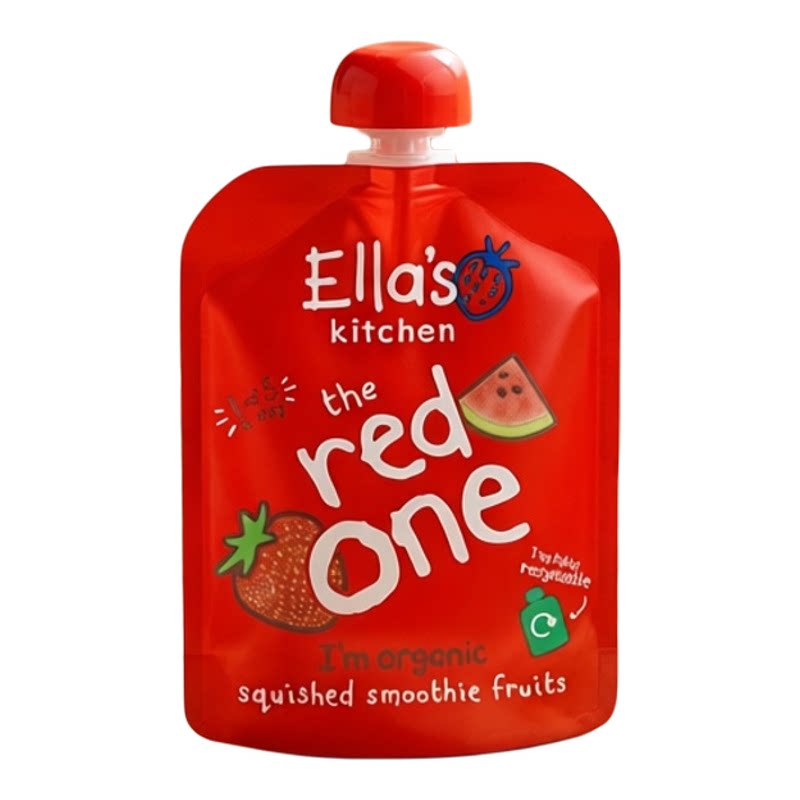 Ella's Kitchen进口英国婴幼儿有机鲜杂果蓉90g*12袋西瓜士多啤梨