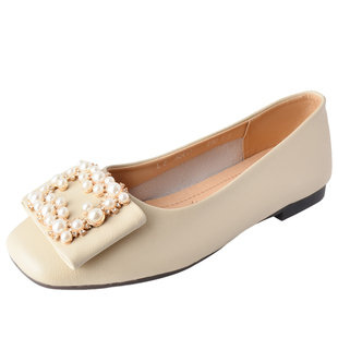 达芙妮浅口单鞋女平底2026新款春季真皮豆豆女鞋瓢鞋皮鞋春款鞋子