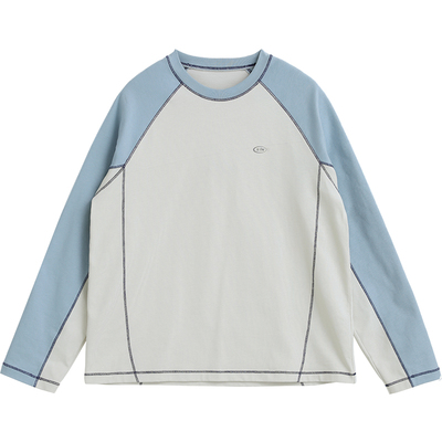 诺诺公主S1N 初中生撞色T恤2026春季青少年大童韩系长袖休闲上衣