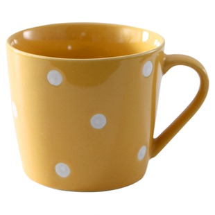 彩釉白色点点陶瓷马克杯 下午茶杯子配竹木架 办公室招待水杯套装