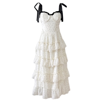 现货波点蛋糕连衣裙女