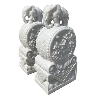 石雕门墩一对抱鼓石汉白玉仿古大象麒麟貔貅狮子庭院门口石鼓门当
