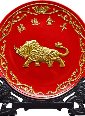 鹭艺轩鸿运金牛金箔摆件客厅装饰