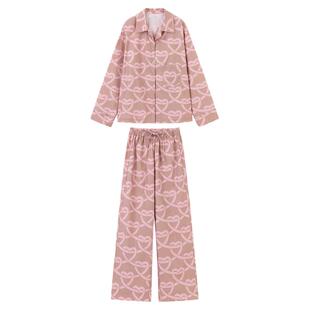 AR「爱心绳结」设计师款可外穿家居服套装棉印花睡衣四季散步裤女