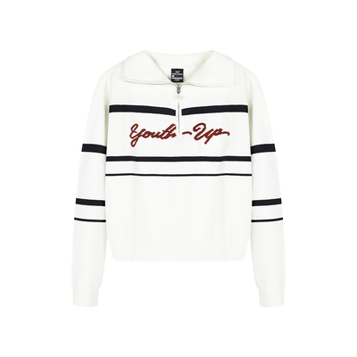 361度女式毛衣外套立领针织衫加厚保暖拼色上衣冬季新品562549818