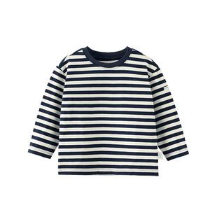 【7A抗菌】齐齐熊宝宝t恤长袖春秋款男童条纹打底衫内搭儿童上衣