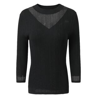 曼德诗薄款针织衫女秋装新款内搭长袖冰丝打底衫修身t恤上衣