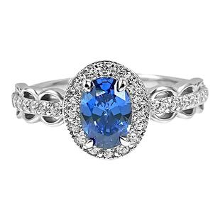 复古蕾丝坦桑蓝培育蓝宝石925银戒指镶嵌高碳钻日常百搭款鸽子蛋