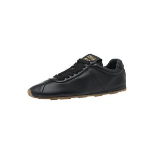 【自营】miu miu/缪缪新品Plume皮革圆头系带女士德训鞋休闲鞋