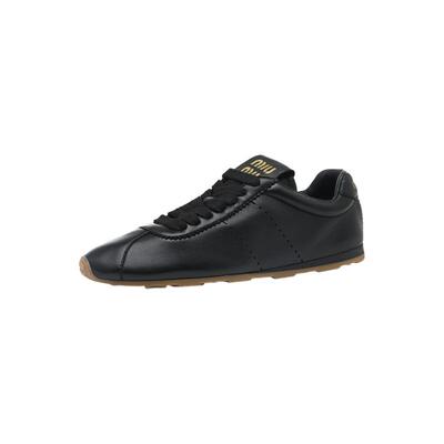 【自营】miu miu/缪缪新品Plume皮革圆头系带女士德训鞋休闲鞋