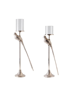 进口铝制银色小鸟造型雕塑摆件