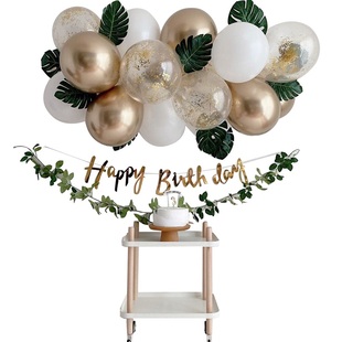 ins韩国森系生日周岁派对布置小清新主题复古绿色装扮场地布置