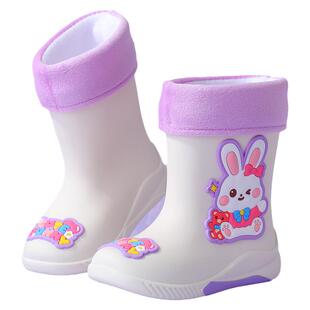 女童雨鞋防滑男女童防水鞋小童幼儿宝宝保暖可爱儿童雨靴冬季加绒