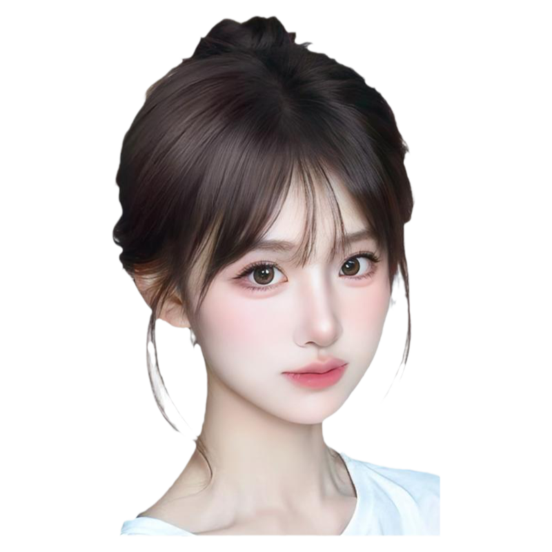 高颅顶假发女片头顶补发蓬松增发量真发遮白发轻薄法式刘海假发片