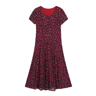 中年夏装弹力台湾纱高档连衣裙