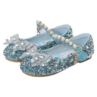 女童公主鞋2026新款爱莎水晶软底小女孩女宝配裙子礼服艾莎儿童鞋
