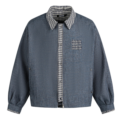 RO11ROCKET x STAFFPICK 复古老钱千鸟格假两件设计拼接夹克外套