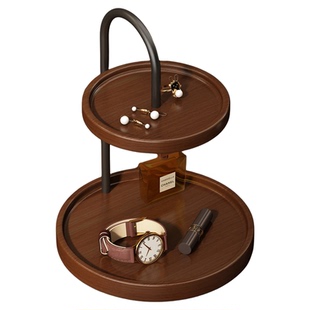 实木化妆品收纳盒桌面香水置物架首饰托盘玄关钥匙小杂物件整理盒