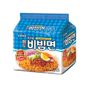 包邮八道拌面130g*5袋中文版韩国进口苹果醋凉拌面爽辣方便面拉面