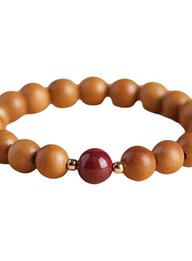 天然真桃木盘玩手串女款驱邪辟凶朱砂木质男士串珠手链文玩转运珠