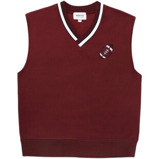 NEATO逆光女装 春秋款美式复古风V领宽松百搭刺绣学院风马甲加绒