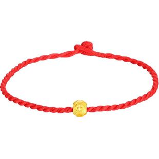 梦金园黄金转运珠坠子万纯足金闪耀路路通橄榄珠送礼红绳情侣手链