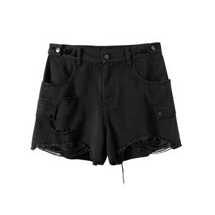 晶咕白标DADATATA水洗牛仔工装破洞短裤女夏季大码裤子