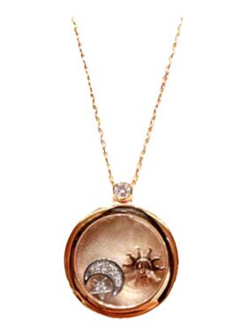 18K金日月星辰项链星月圆环