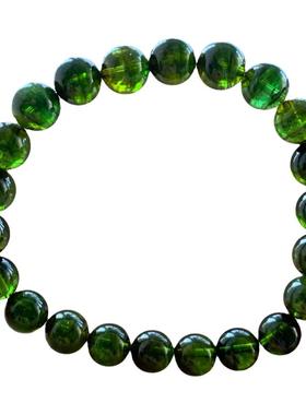 天然黑碧玺圆珠蓝绿色单圈