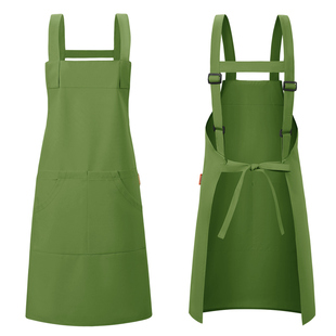 牛津布防水背带围裙定制logo奶茶蛋糕烘焙厨房防污防油餐饮服务员