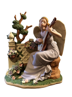 雅致西班牙手工彩绘弹琴桌面摆件