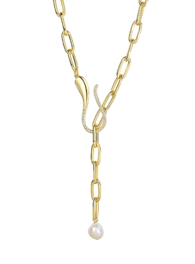 CAROMAY挂钩式珍珠项链女2024年新款潮吊坠轻奢小众设计感锁骨链