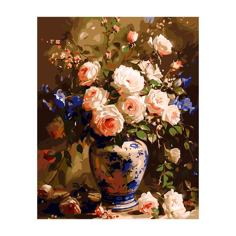 自油自画DIY数字油画花映影