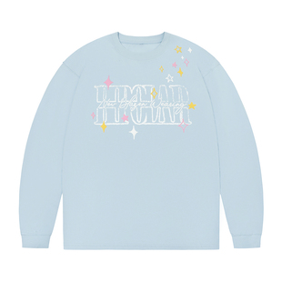 BIPOLAR发泡星星过肩长袖秋圆领内搭打底衫美式休闲宽松上衣男