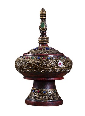 泰式实木金箔收纳盒摆件大容量