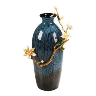 琉璃珐琅彩花瓶摆件新中式客厅样板间书房酒店玄关装饰品桌面摆设