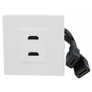 86型双口HDMI面板多媒体 高清数字电视2.0版HDMI插座带延长线面板