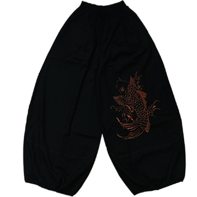 民族风松紧腰刺绣灯笼裤