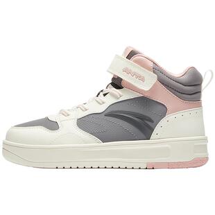 安踏儿童板鞋女童鞋2025秋冬新款高帮校园滑板鞋小白鞋大童板鞋