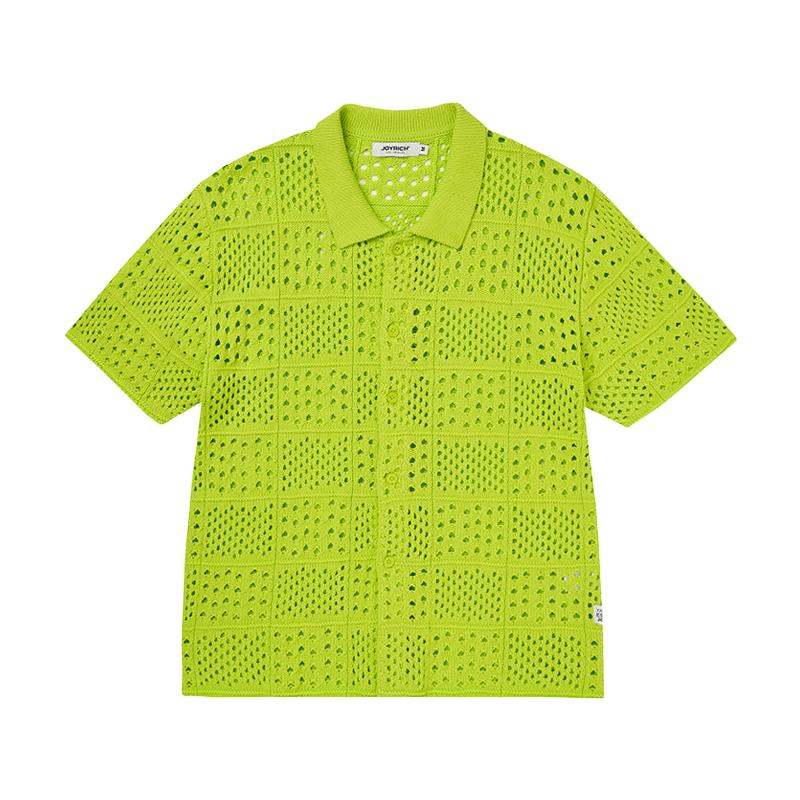 JOYRICH美式街头镂空高级感针织衬衫开衫短袖t恤25春秋男女同款