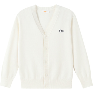 安奈儿童装男童女童毛衣针织开衫2026春新款弹力V领时尚叠穿宽松