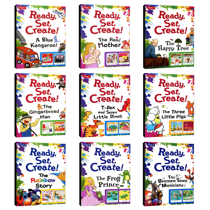 英文素质类手工课程 幼少儿英语教材 Ready Set create 培养孩子动手能力手工活动 歌曲 书本 练习册 光盘 9个主题 18个手工制作