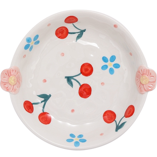 樱桃餐具炒菜盘子高级感陶瓷早餐盘高温釉下彩饭碗家用酸奶碗汤碗