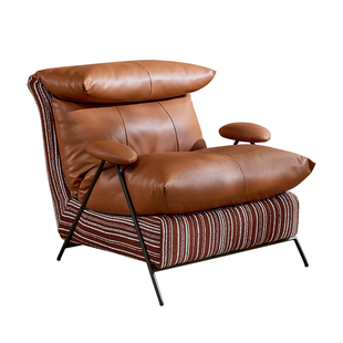 菲尚丽家真皮单人沙发椅轻奢客厅休闲椅新款高级感扶手椅高端单椅